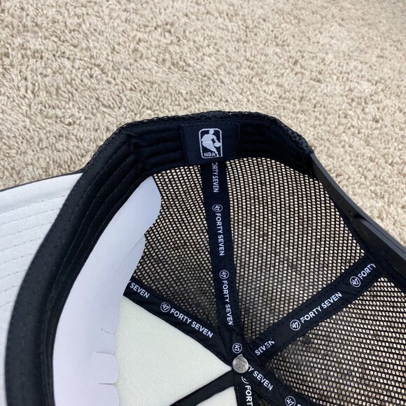 Charlotte Hornets 47 Trucker Hat Foam Snapback White Black Mesh Script Logo Cap - Picture 6 of 8